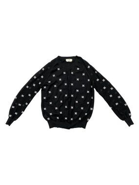 Fendi Cardigan Mesh Paneled 38 Logo Black White